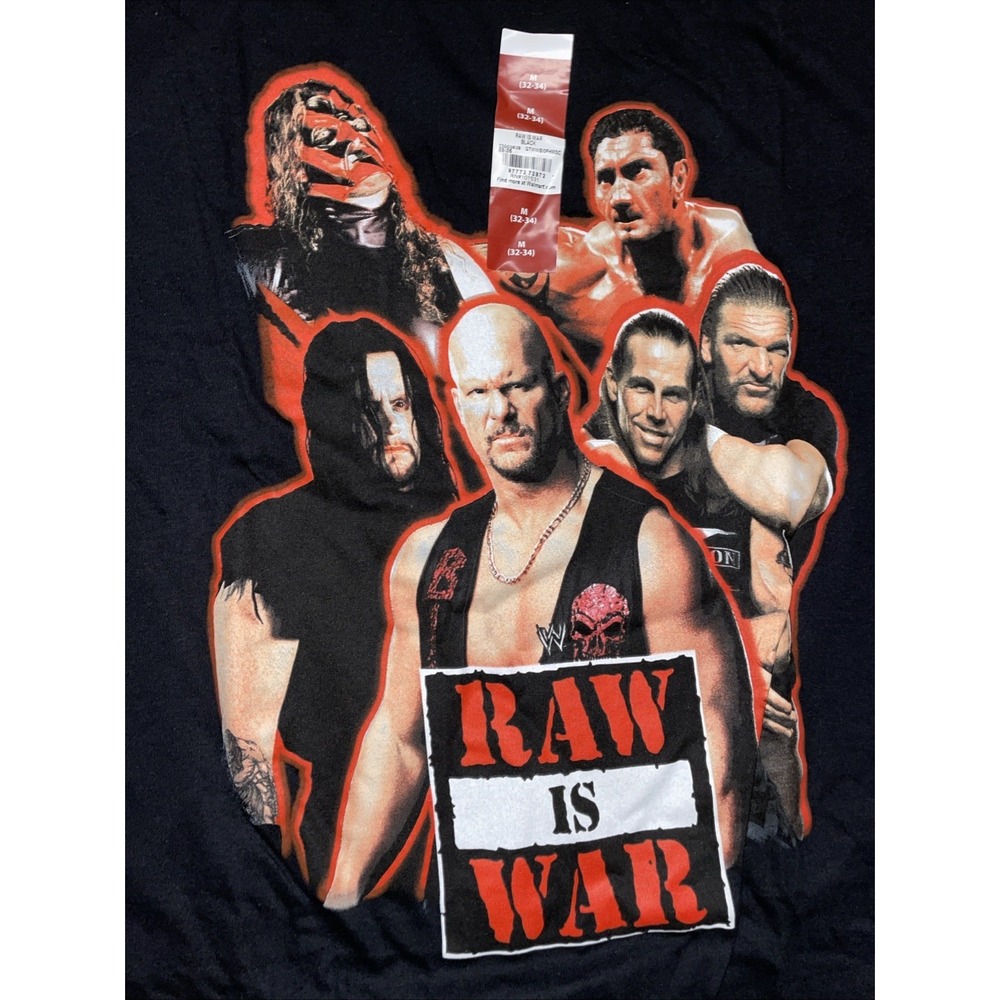 WWE Raw Is War Graffic T-Shirt Black 60% Cotton Men's Medium 32/34 NEW 2025 - Picture 2 of 4